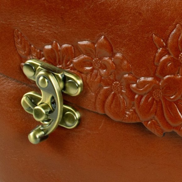 Patricia Nash Cinnamon Hand Cut Tooled Collection Veneto Floral Crossbod… - Picture 6 of 15